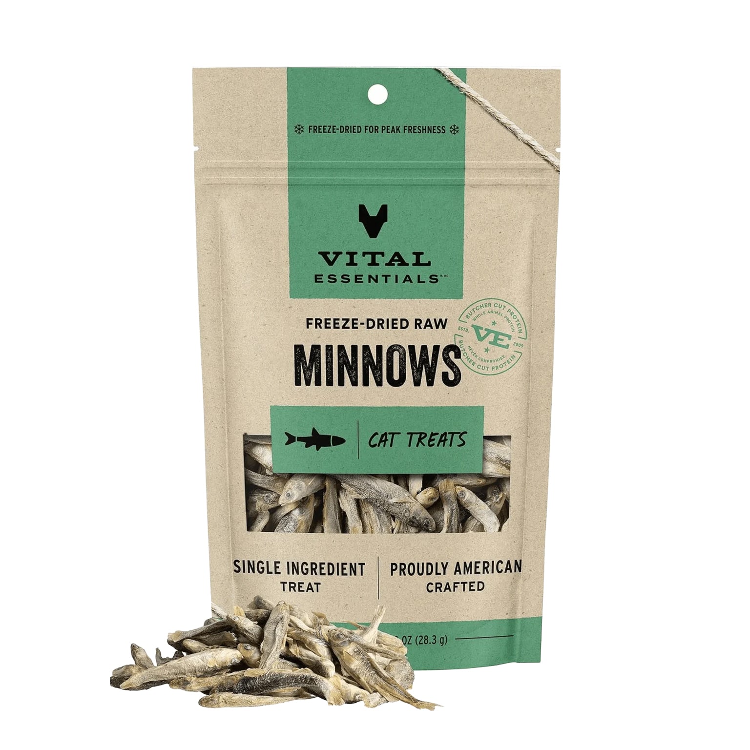 Vital Essentials Minnows Grain-Free Freeze-Dried Raw Cat Treats, 1.0-oz bag